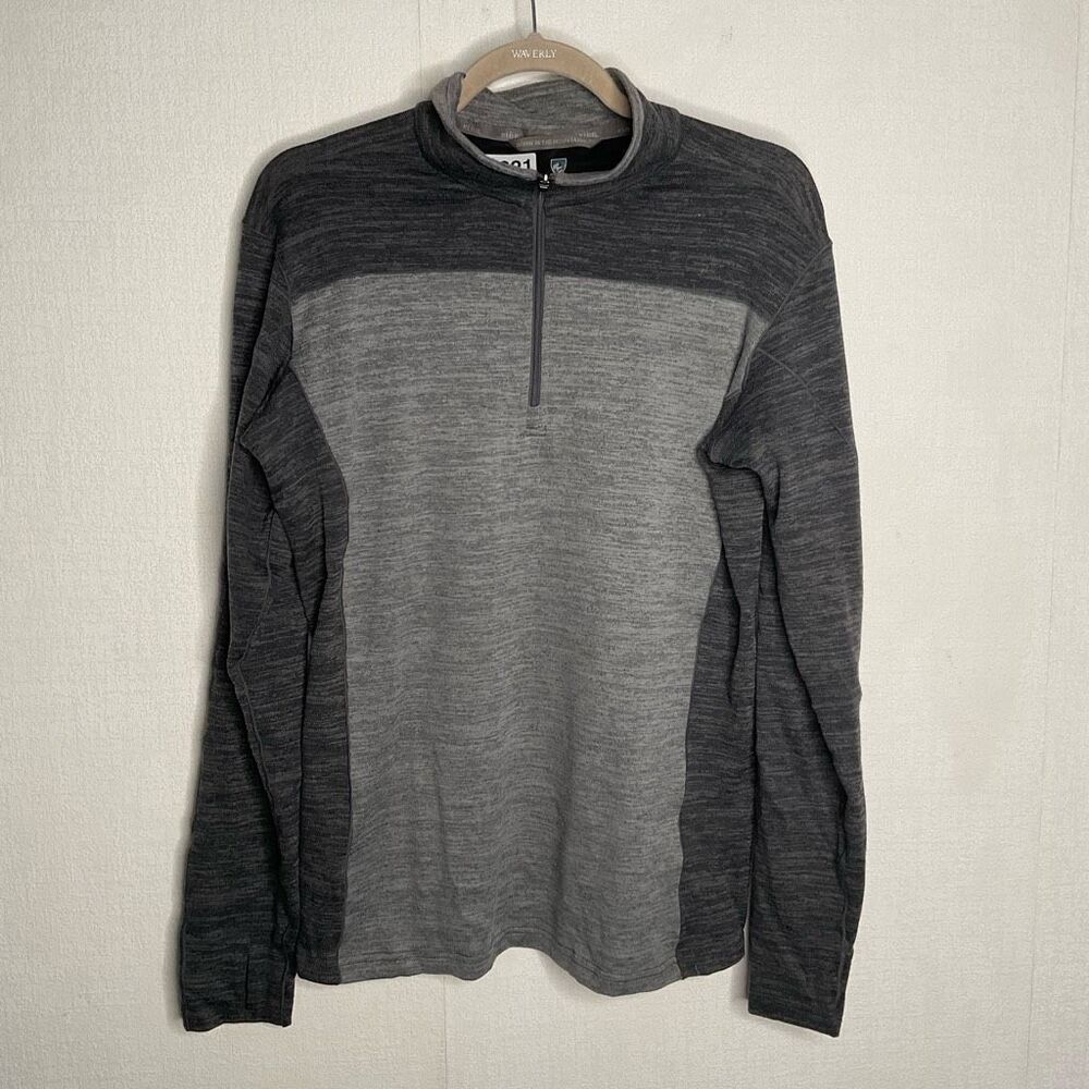 Kuhl‎ Mens Medium Long Sleeve 1/4 Zip Ryzer Baselayer Shirt Heathered Gray Top